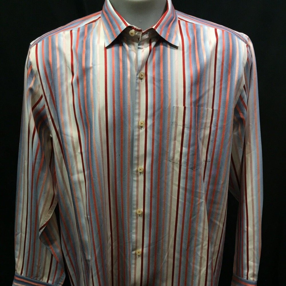 Tommy Bahama Silk Button Up Shirt Candy Stripe Mens Reg Fit Large